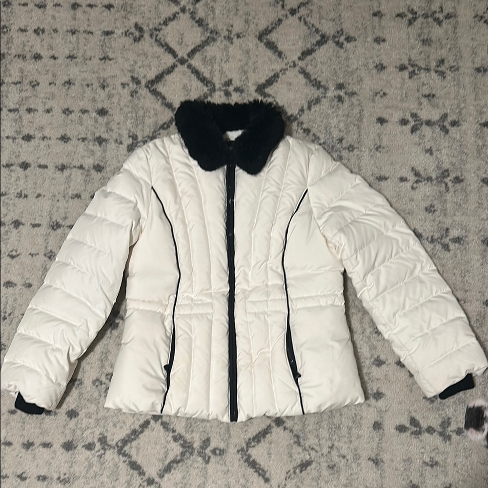 LOFT Down Filled Puffer Jacket with Black Trim